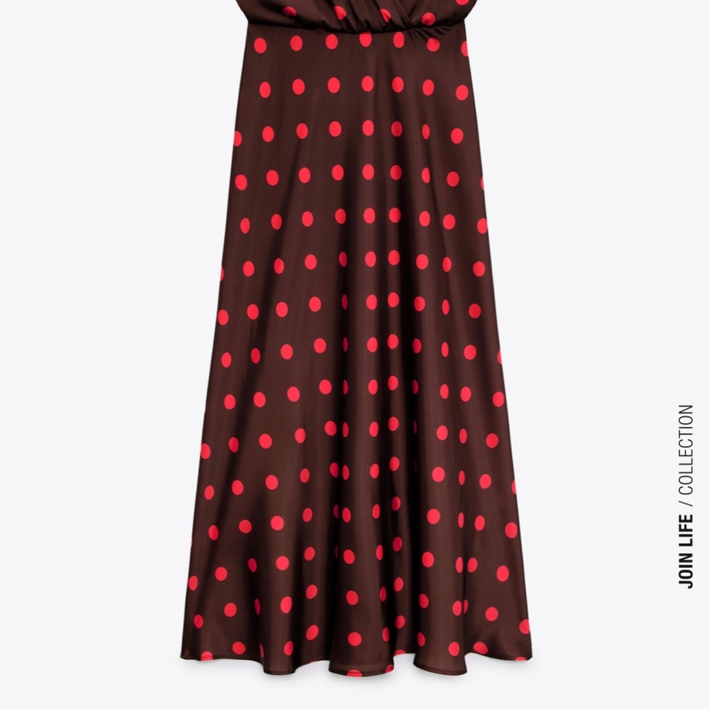 Zara Polka Dot Dress Black Red - Picture 8 of 13